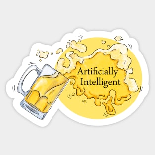 Funny Artificial Intelligence Spilled Beer Drinking Color Sticker